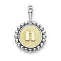 A Signature Caviar sterling silver and 18K gold initial ‘N’ charm. Charm can only be paired with chains 04-80756-ML, 04-80549-ML, 04-80946-ML or 04-10534-ML. Chain sold separately.