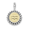 The Aquarius sterling silver and 18K gold Signature Caviar charm represents birthdays from January 20 to February 18. Charm can only be paired with chains 04-80756-ML, 04-80549-ML, 04-80946-ML or 04-10534-ML. Chain sold separately.