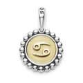 The Cancer sterling silver and 18K gold Signature Caviar charm represents birthdays from June 21-July 22. Charm can only be paired with chains 04-80756-ML, 04-80549-ML, 04-80946-ML or 04-10534-ML. Chain sold separately.
