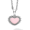 A LAGOS exclusive. Pink ceramic surrounded by sterling silver Caviar beading forms this heart pendant necklace.