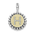 A LAGOS exclusive. Our Signature Caviar sterling silver and 18K gold initial 'H' charm accented with diamonds. Charm can only be paired with chains 04-80756-ML, 04-80549-ML, 04-80946-ML or 04-10534-ML. Chain sold separately. LAGOS diamonds are the hi