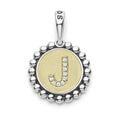 A LAGOS exclusive. Our Signature Caviar sterling silver and 18K gold initial 'J' charm accented with diamonds. Charm can only be paired with chains 04-80756-ML, 04-80549-ML, 04-80946-ML or 04-10534-ML. Chain sold separately. LAGOS diamonds are the hi