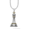 A LAGOS exclusive. Beautifully crafted sterling silver and 18k gold king chess piece finished on a 34 inch ball chain necklace.