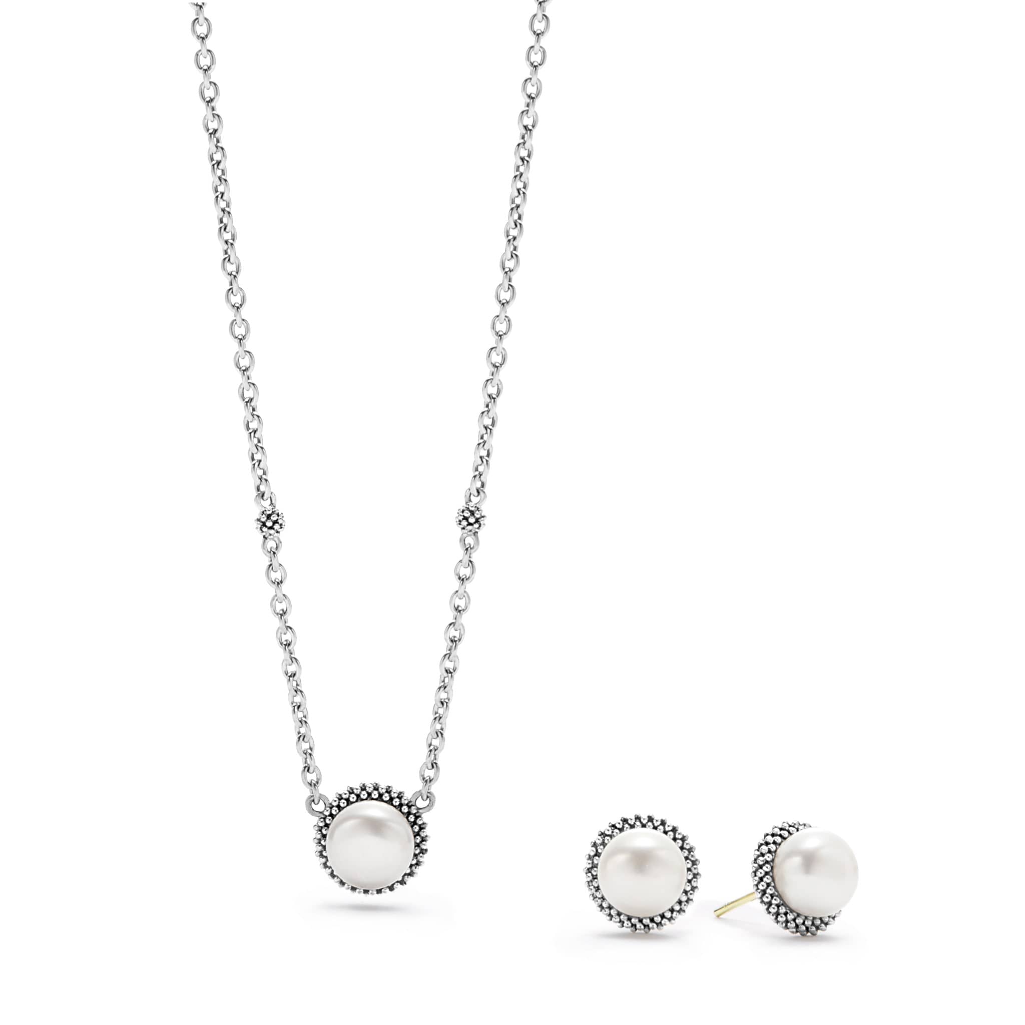 A LAGOS exclusive. This cultured freshwater pearl earrings and necklace jewelry set features two of the best-selling LAGOS designs.