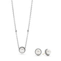 Luna Sterling Silver Pearl Earrings & Necklace Gift Set features elegant freshwater pearls with granulated silver detailing, showcasing LAGOS dedication to timeless craftsmanship.