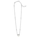 Luna Sterling Silver Pearl Earrings & Necklace Gift Set featuring a delicate silver chain with beaded accents and a central pearl in a textured caviar-style bezel.
