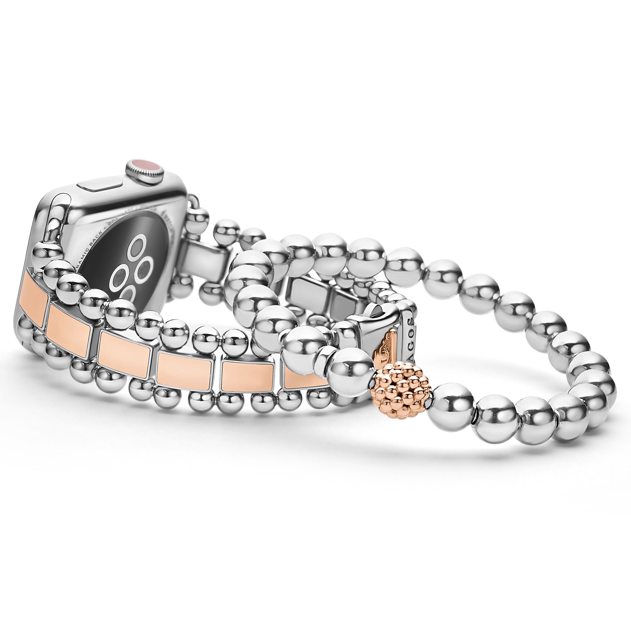 A LAGOS exclusive. This two tone rose gold set of bracelets complement eachother perfectly.