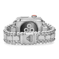 Smart Caviar Silver Smart Caviar Link Gift Set featuring a stainless-steel Apple Watch with a polished beaded bracelet, stamped LAGOS, showcasing elegance and quality craftsmanship.