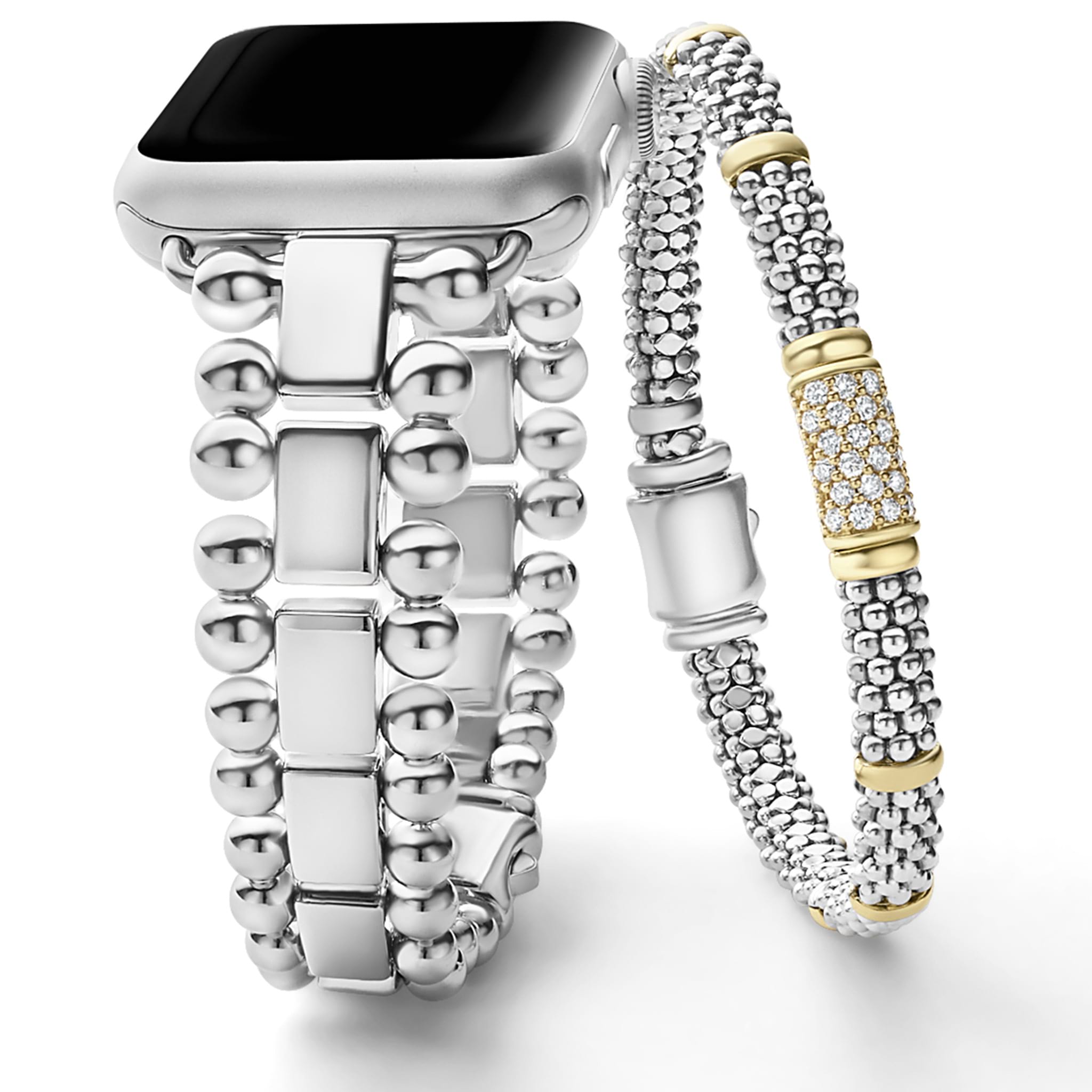 Set of two bracelets that complement each other perfectly with beautiful diamond accents.