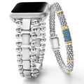 Set of two bracelets that complement each other perfectly with a pop of blue sapphire.