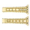 Smart Caviar 18K Gold Half Diamond Watch Bracelet features gold-tone beaded links with diamond accents, compatible with Apple Watch 38-45mm.