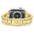 Smart Caviar 18K Gold Half Diamond Watch Bracelet on Apple Watch, featuring a high-polish gold bracelet with clasp, highlighting luxury craftsmanship and elegance.