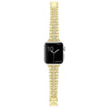 Smart Caviar 18K Gold Full Diamond Watch Bracelet features caviar beading and diamond links, elegantly crafted for Apple Watch, showcasing LAGOS dedication to luxury and quality craftsmanship.