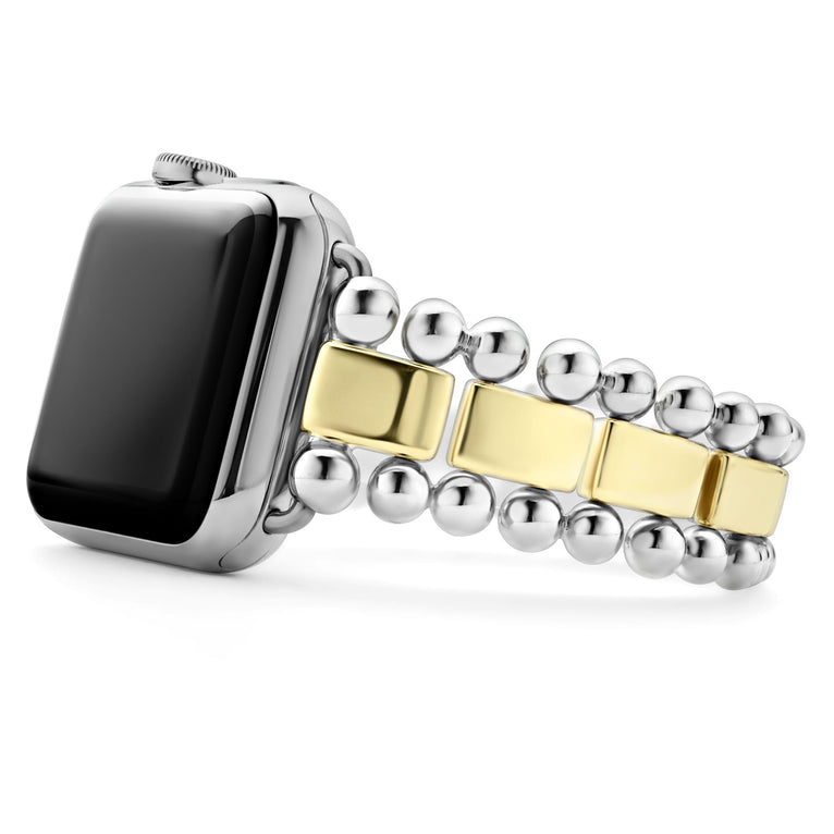 Lagos Smart Caviar Sterling Silver & 18K Gold Band for Apple Watch Silver/ Gold