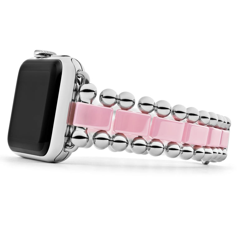 Created exclusively for your Apple Watch®, this watch bracelet is crafted from pink ceramic and stainless steel links. Watch face sold separately.