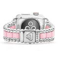 Smart Caviar Pink Ceramic and Stainless Steel Watch Bracelet, featuring pink ceramic and bead-links, with Gucci-engraved clasp, designed to pair with Apple Watch models 38-45mm.