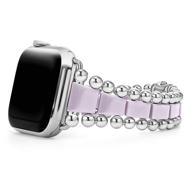 A LAGOS exclusive. Created exclusively for your Apple Watch®, this watch bracelet is crafted from lilac ceramic and stainless steel links.