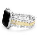 Created exclusively for your Apple Watch®, this watch bracelet is crafted from 18K gold and two diamond links. Fits Series 1 through 10 Apple Watch® for the 38mm through 45mm sizes. Watch face sold separately.
