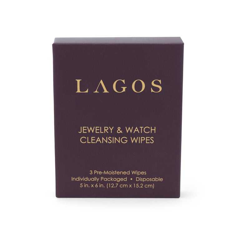 Our exclusive Jewelry & Watch Cleansing Wipes are designed to expertly clean all types of LAGOS jewelry. Removes built-up grime and oils. Pre-moistened with cleaning formula. One wipe can clean multiple pieces. Compact size is perfect for cleaning on