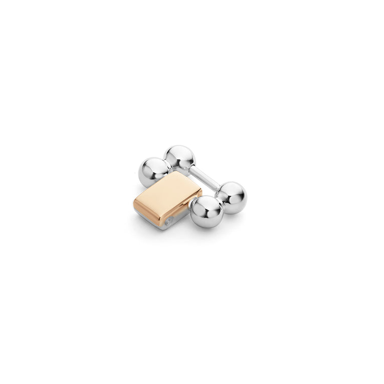 Smart Caviar Sterling Silver and 18k Rose Gold Link featuring polished metal balls for facial massage, reflecting LAGOS's elegance and quality craftsmanship.