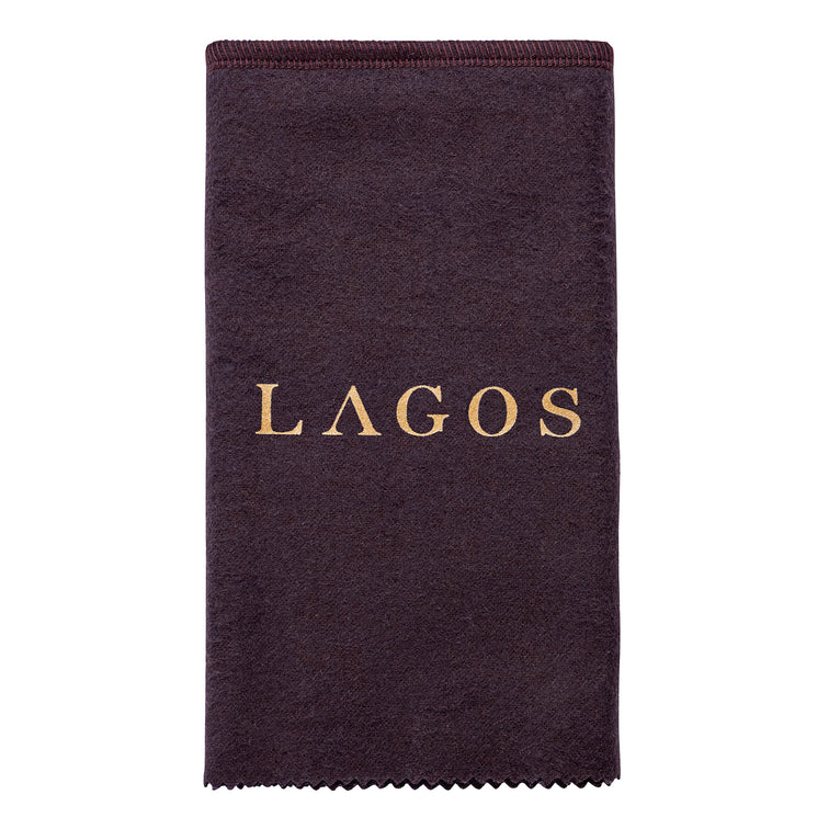 A LAGOS exclusive. A custom LAGOS polishing cloth. The white interior cloth can be used to clean 18K gold and sterling silver LAGOS designs. The exterior cloth can be used to polish pearls, diamonds, ceramic or gemstones. Polishing cloth measures 12 