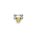 Smart Caviar Sterling Silver and 18K Gold Link featuring a golden rectangular block magnet with a silver-plated dumbbell of two magnetic spheres on top.